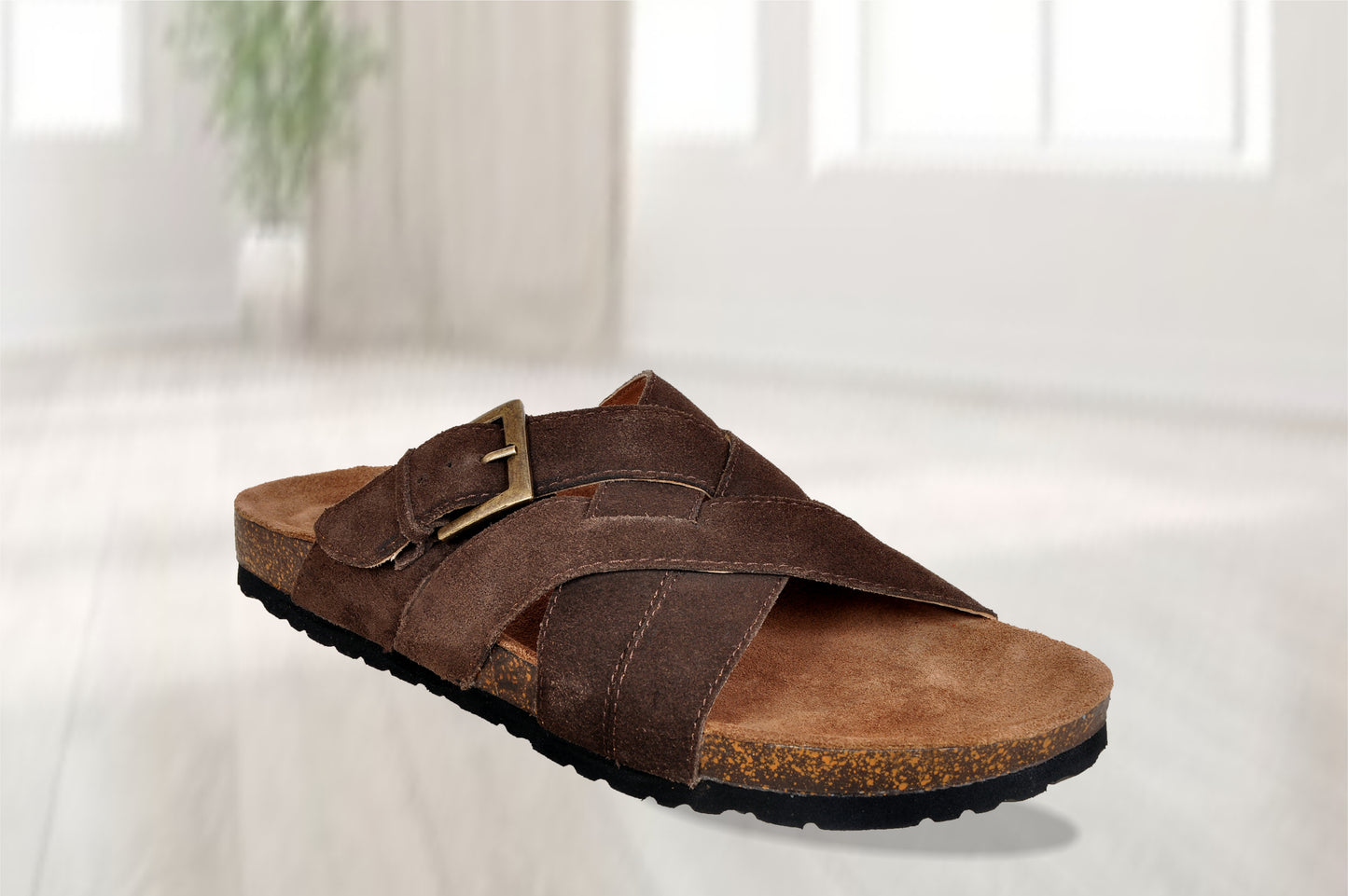 Brown Suede Slip-on Sandal Casual Flats for Men