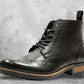 Black Genuine Leather Men's brogue lace-up boots for Casual Wear