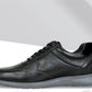 Black Leather Men Perforations Round Toe Lightweight Sneaker