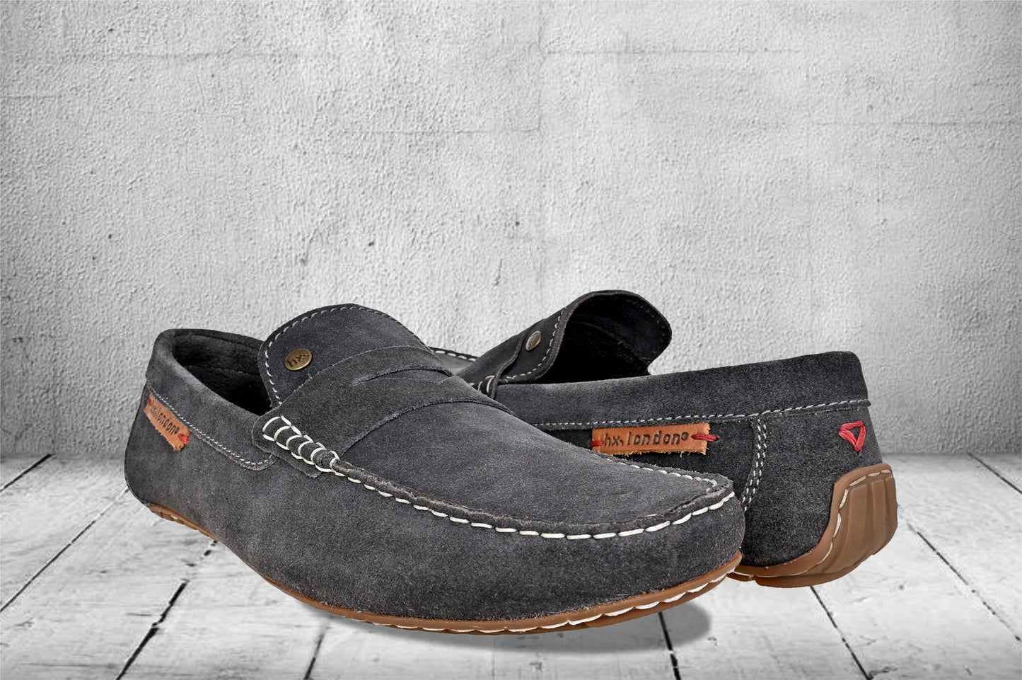 Dark Grey Suede Men's Formal Slip-On Driving Shoes with Memory Foam