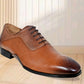 Tan Genuine Leather Oxford Classic Formal Lace-Up Shoes For Men