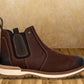 Brown Leather Round Toe Mid Top Chelsea Boots