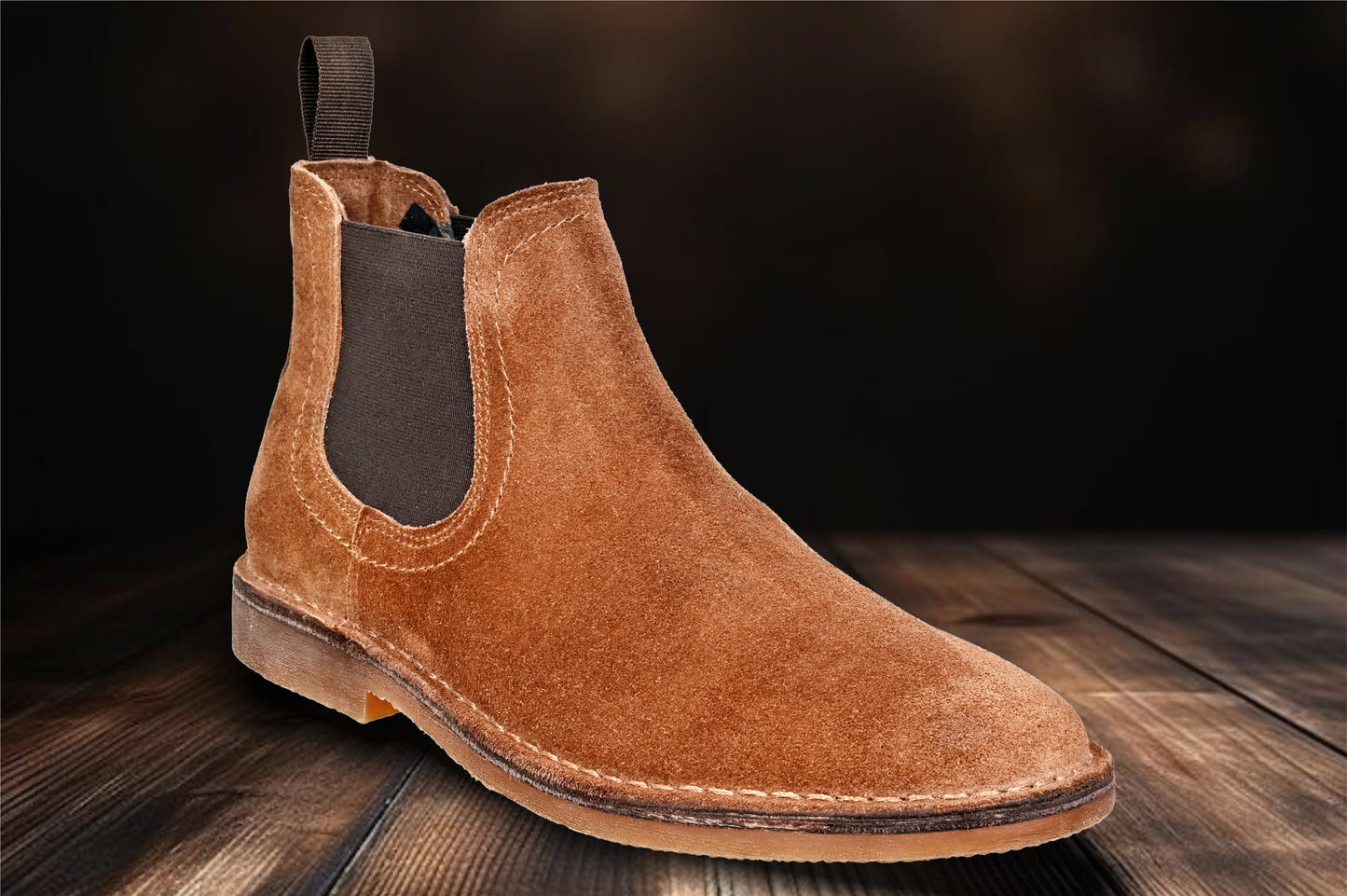 Tan Suede Chelsea Boots For Men