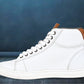 White Genuine Leather Ankle Sneakers for Men