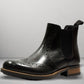 Black Genuine Leather Men's brogue Chelsea Boots For Casual