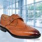 Tan Leather Brogues Single Strap Formal Monk Shoes