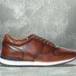Dark Tan leather Lace-up Sneakers for Men