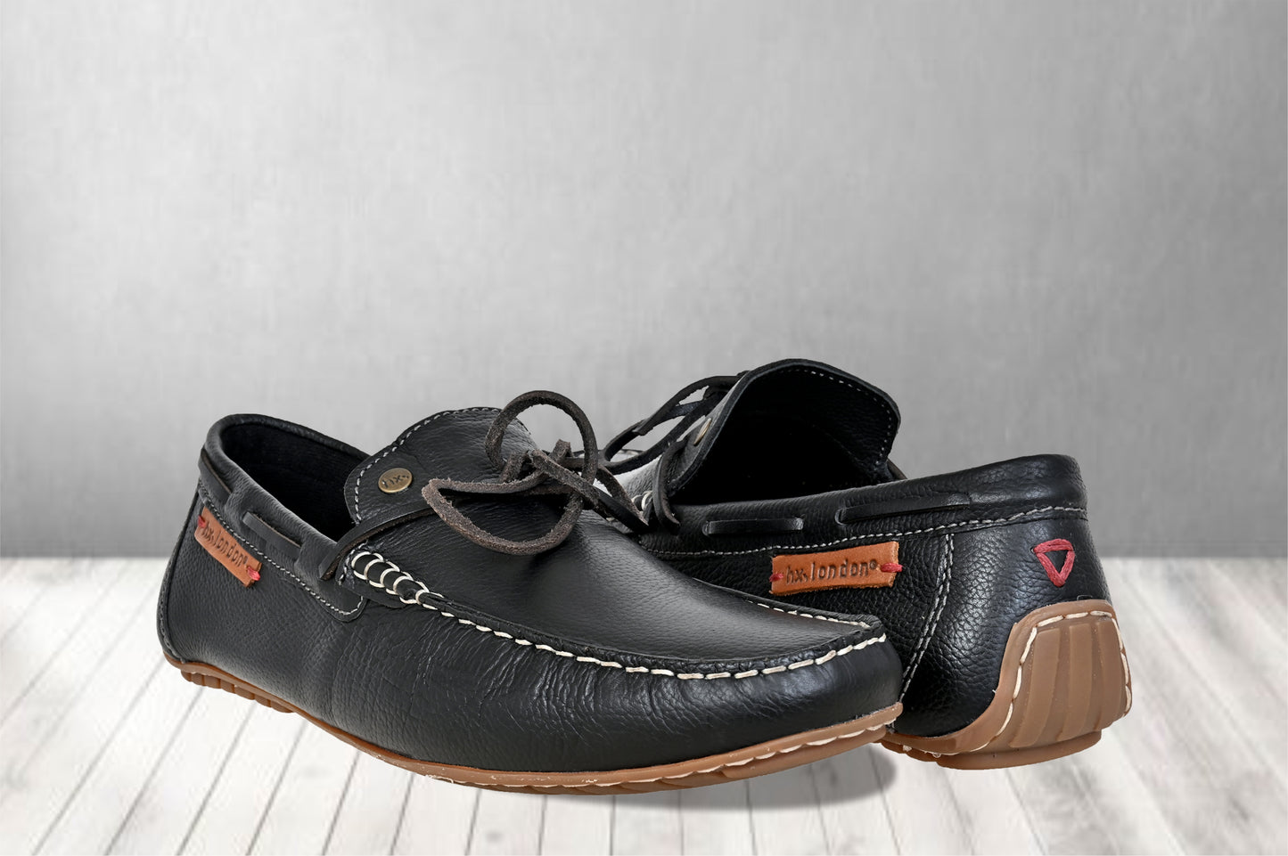 Black Leather Lightweight Driving Shoes With Bows