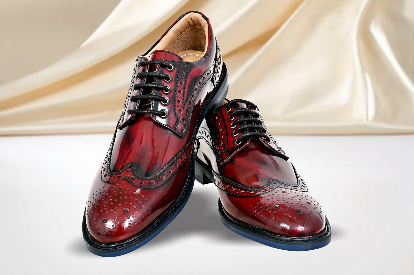 Cherry Brush-Off Leather Brogues Formal Derby Shoes