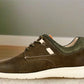 Olive Leather Men Round Toe Lightweight Nubuck Sneakers