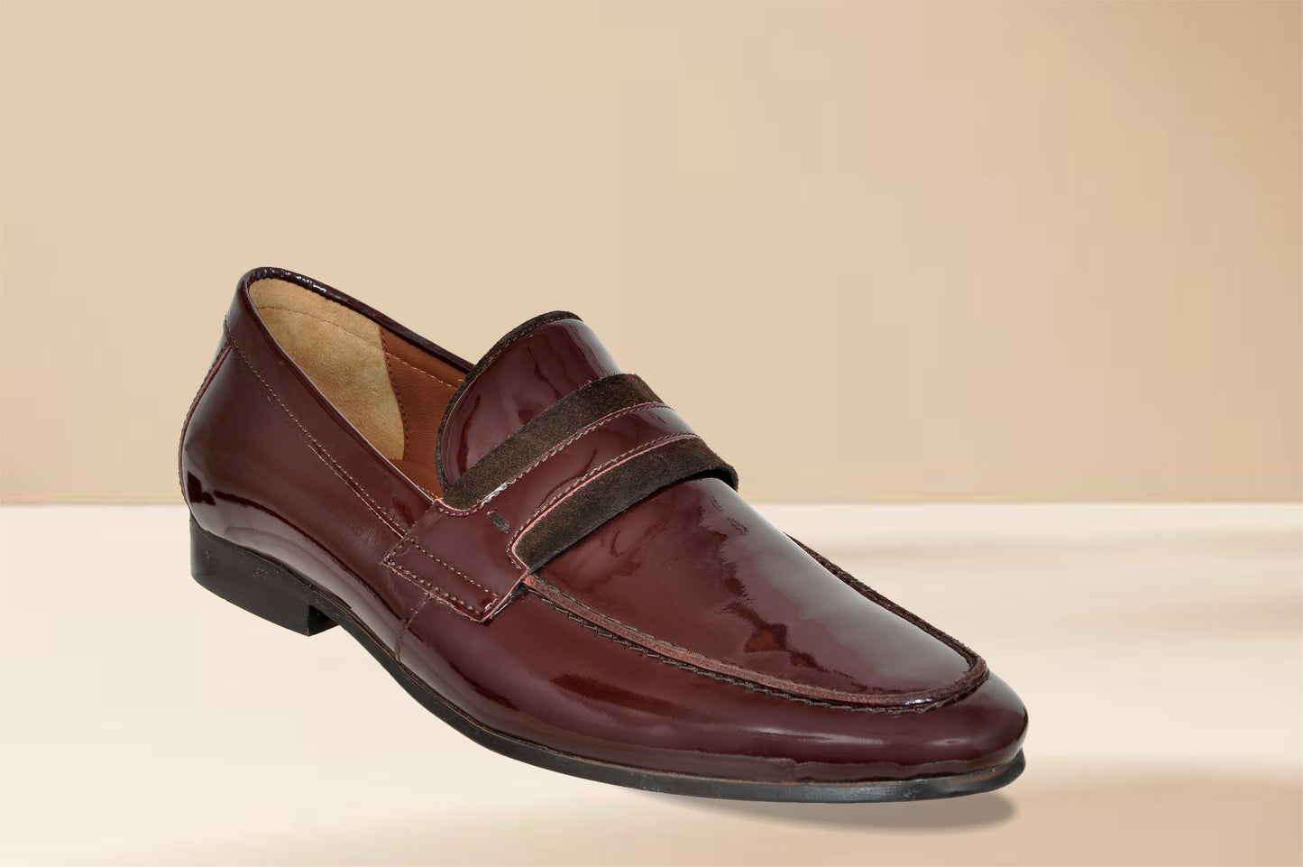 Burgandy Patent Leather Formal Penny Loafers