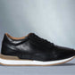 Black leather Lace-up Sneakers for Men