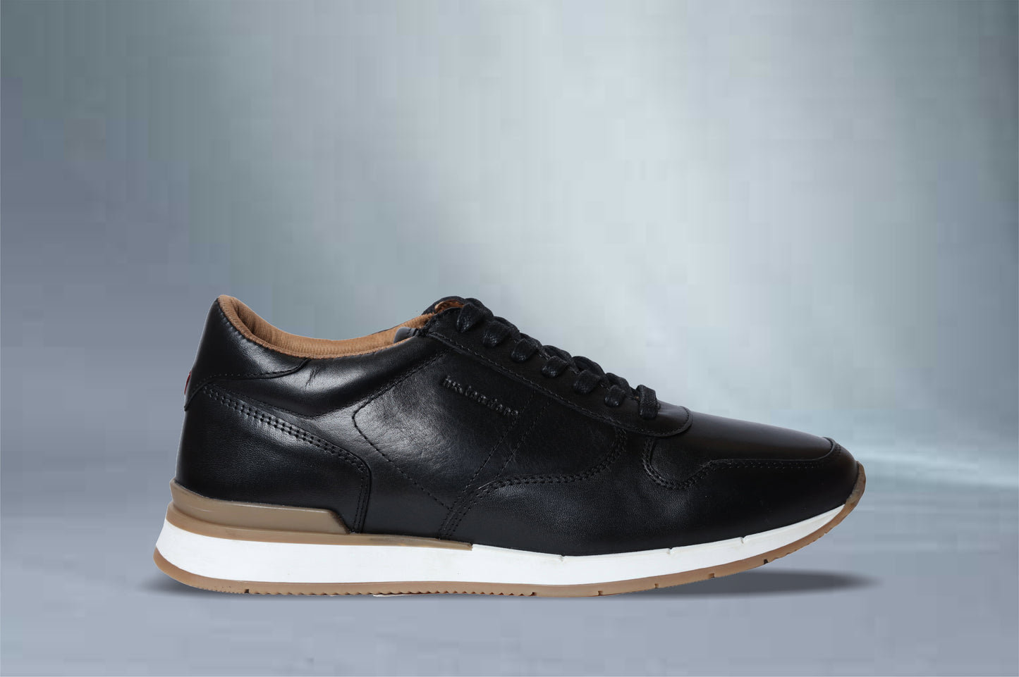 Black leather Lace-up Sneakers for Men