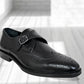 Black Leather Brogues Single Strap Formal Monk Shoes