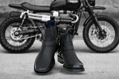 Black Genuine Leather Riding Boots For Men