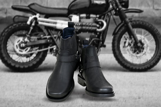 Black Genuine Leather Riding Boots For Men