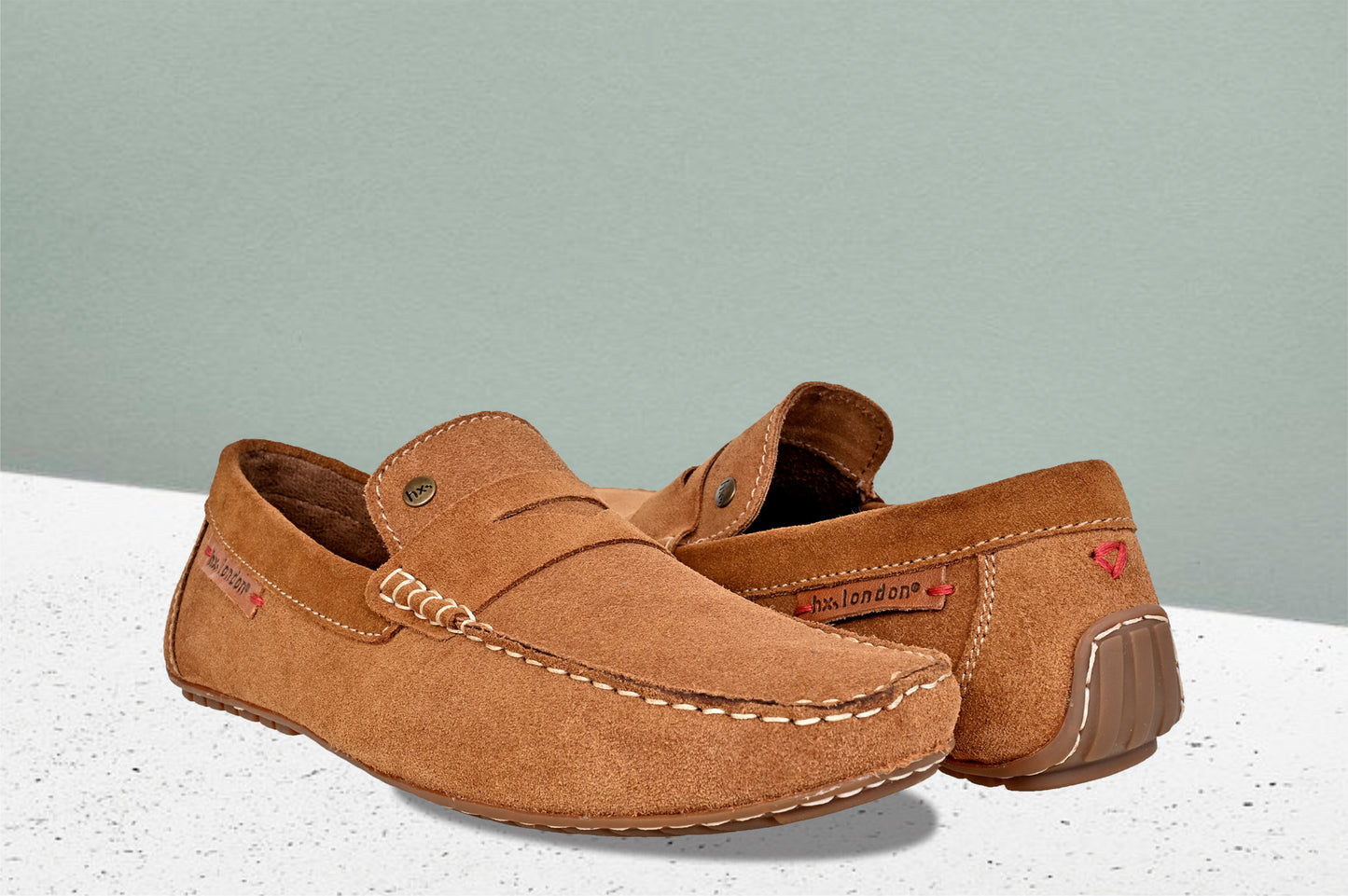 Camel Suede Men's Formal Slip-On Driving Shoes with Memory Foam