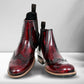 Burgundy Genuine Leather Men's brogue Chelsea Boots For Casual & Party Wear