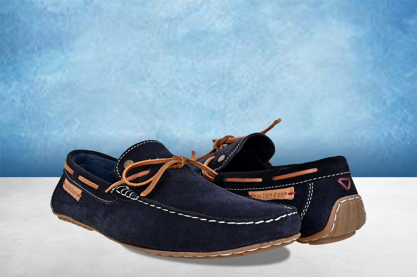 Navy Suede Lightweight Driving Shoes With Bows