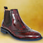 Cherry Brush-Off Leather Brogues Mid Top Blocked Heel Regular Boots