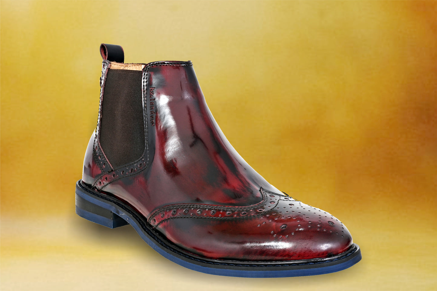 Cherry Brush-Off Leather Brogues Mid Top Blocked Heel Regular Boots