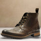 Brown Genuine Leather Men's brogue lace-up boots for Casual Wear