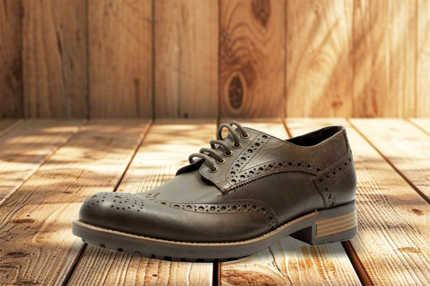 Brown Genuine Leather Lace-Up Shoes For Men