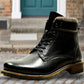 Black Genuine Leather Men's Lace-up Boots For Casual & Party Wear