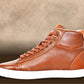 Tan Genuine Leather Ankle Sneakers for Men