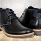 Black Leather Men Mid Top Boots