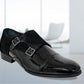 Black Patent Leather Double Strap Formal Monk Shoes
