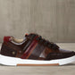 Brown & Red leather Lace-up Sneakers for Men