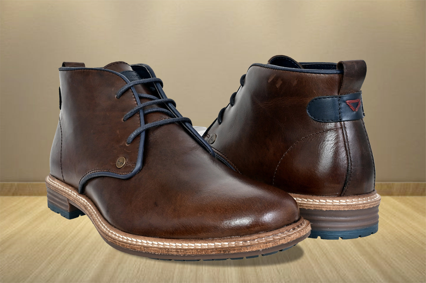 Brown Leather Men Mid Top Boots
