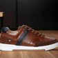 Tan & Navy leather Lace-up Sneakers for Men