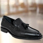 Black Leather Men Tassel Formal Loafers