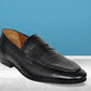 Black Genuine Leather Textured formal Loafers