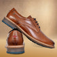 Tan Leather Men Textured Formal Derby Shoes