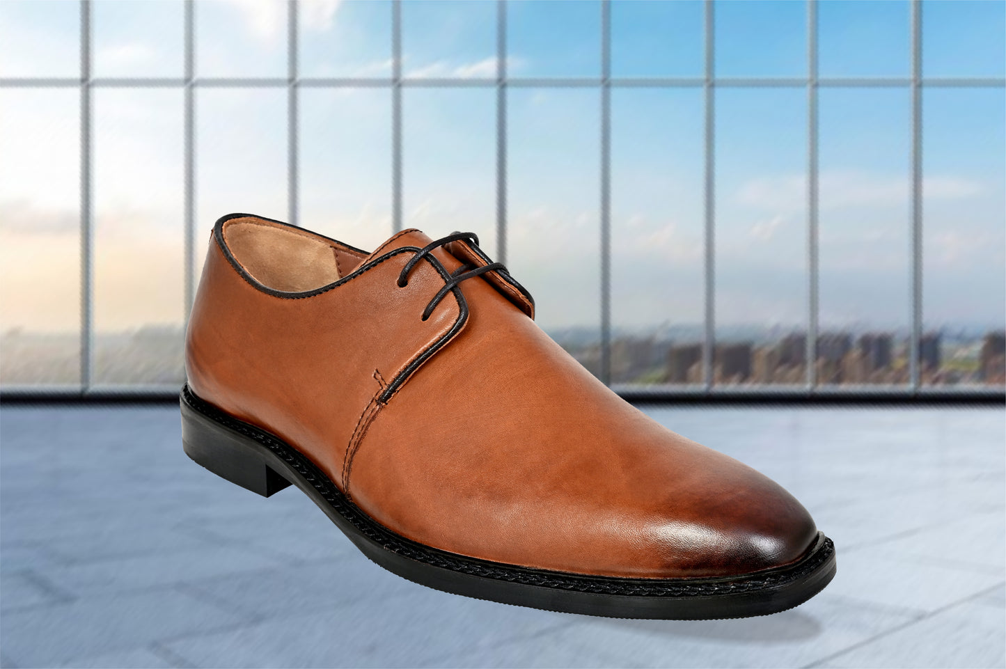 Tan Leather Formal For Men Lace-Up Casual Leather Shoes