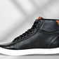 Black Genuine Leather Ankle Sneakers for Men