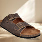 Brown Leather Sandal Slip-on Casual Leather Flats For Men