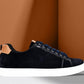 Navy Genuine Suede Leather Formal Lace-Up Sneakers For Men