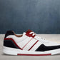White & Blue leather Lace-up Sneakers for Men