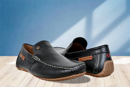 Black Leather Lightweight Penny Driving Shoes