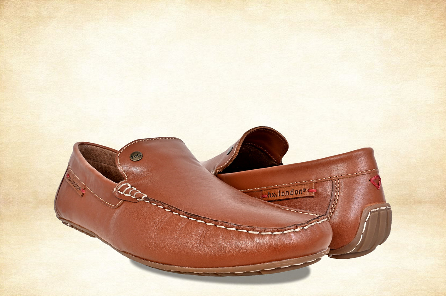 Tan Leather Men Lightweight Penny Driving Shoes