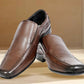 Brown Leather Slip-On Shoes For Men's Formal Pair