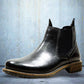 Black Genuine Leather Men's Chelsea Boots For Casual Wear