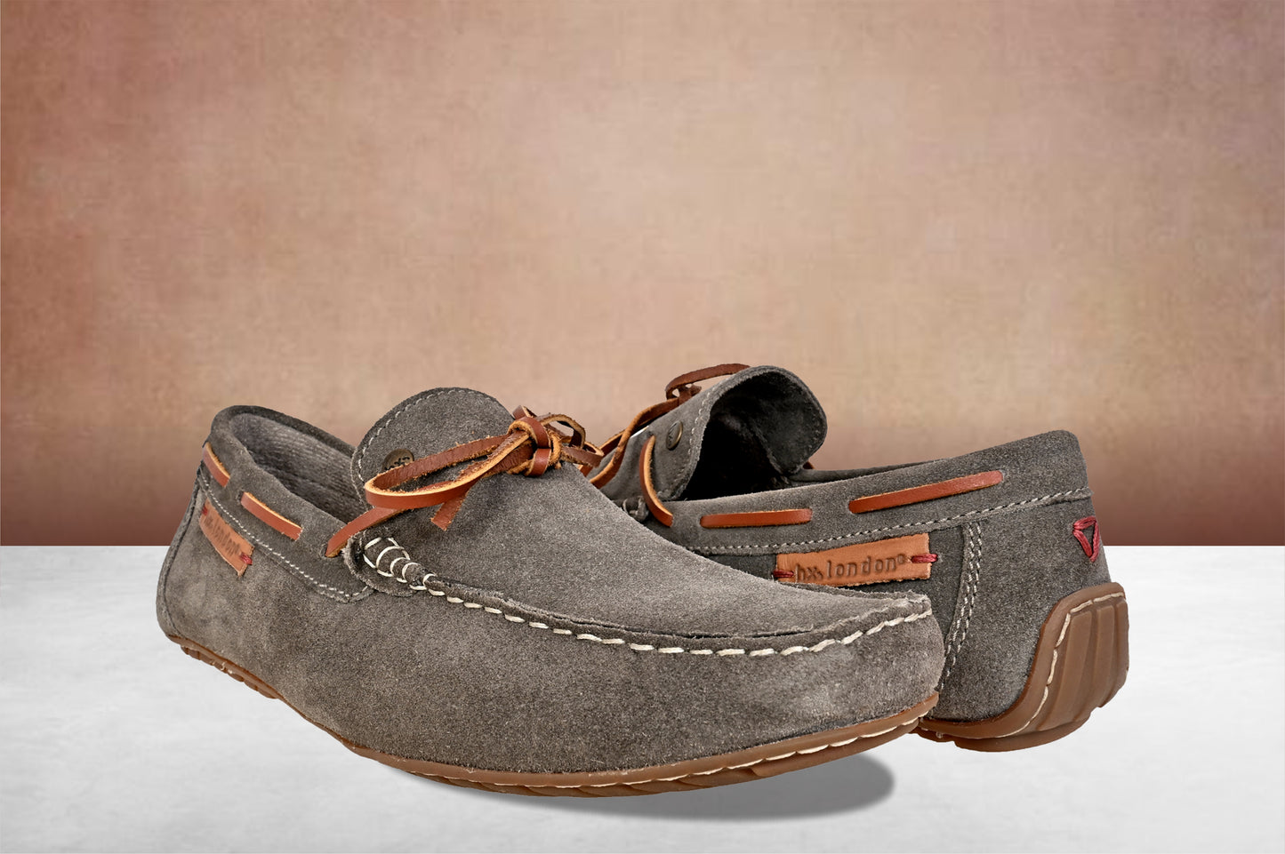 Khaki Suede Lightweight Driving Shoes With Bows
