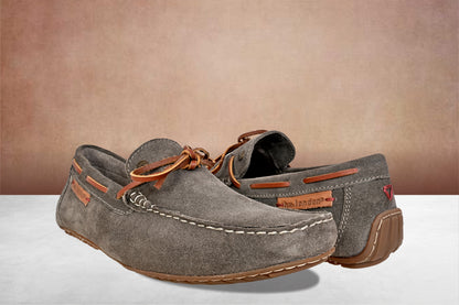 Khaki Suede Lightweight Driving Shoes With Bows