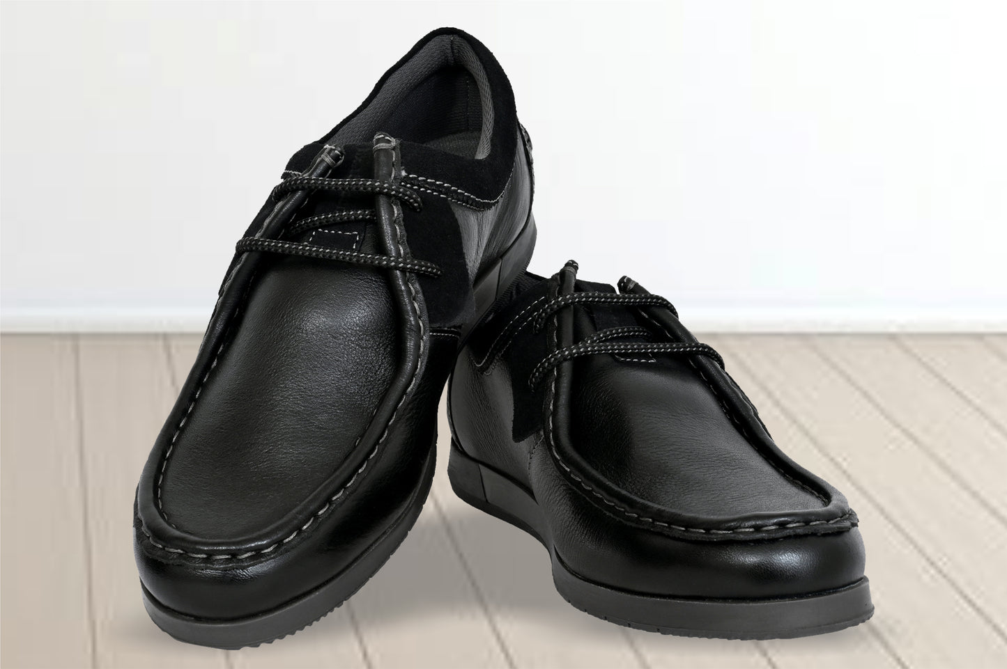 Black Leather Formal Lace-Up Shoes For Men