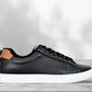 Black Genuine Leather Formal Lace-Up Sneakers For Men